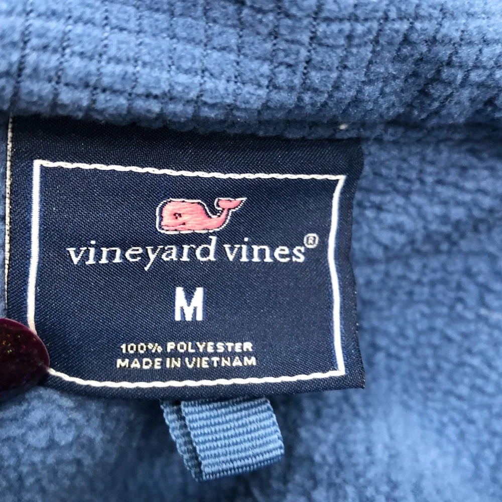 VINEYARD VINES BLUE WINDCREST GRID FLEECE QUARTER ZIP PULLOVER